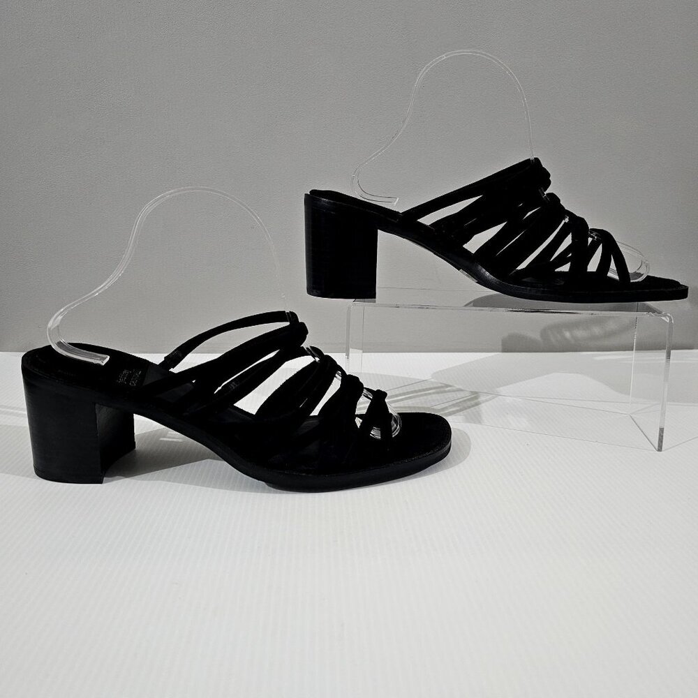 Jeffrey Campbell Intertwine Slide Sandal Womens 11 Black Suede Block Heel - Picture 3 of 12